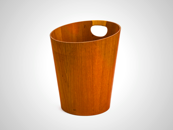 Saito Teak Bin with Rattan - Vintage Japanese Craft