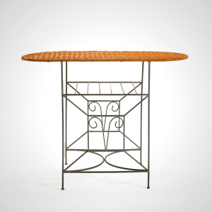 Antique Iron Frame Rattan Credenza Table