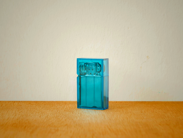 Hard Edge Lighter Clear Blue - Japanese Design Matte Polycarbonate Steel Lighter