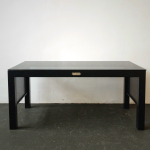 Vintage Industrial Perforated Glass Dining Table with Steel Frame